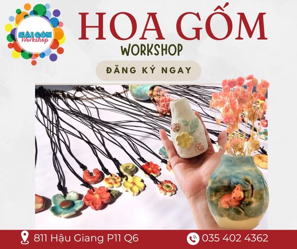 🌸 WORKSHOP NẶN HOA GỐM – TRẢI NGHIỆM NGHỆ THUẬT GỐM DÀNH CHO GIA ĐÌNH 🌸